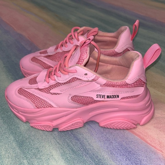 Steve Madden Pink Platform Sneakers women’s size 7 - Picture 1 of 9